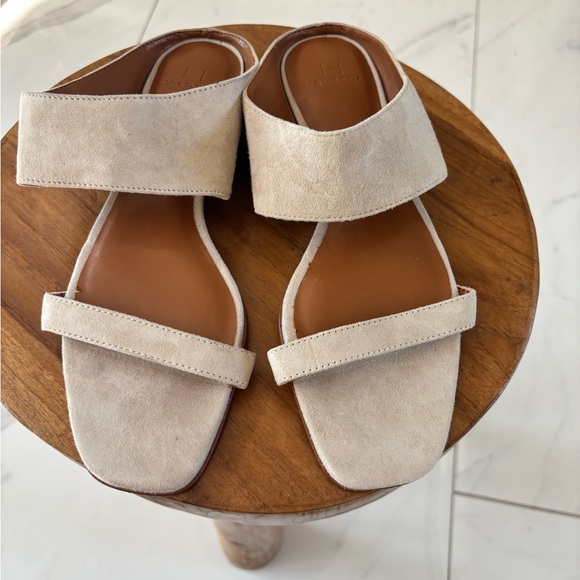 Halston Heritage Neutral Beige Suede Slide Mules - Picture 6 of 14